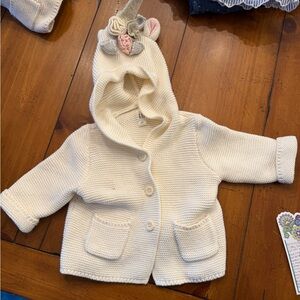 GAP Cream Knit Baby Sweater with Floral Accents